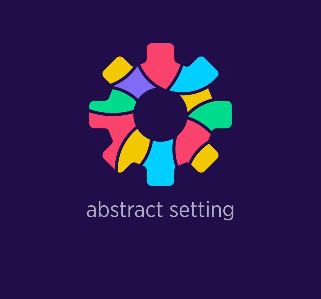 Modern abstract setting logo icon. Unique design color transitions. Colorful machine gear logo template. vector. vector