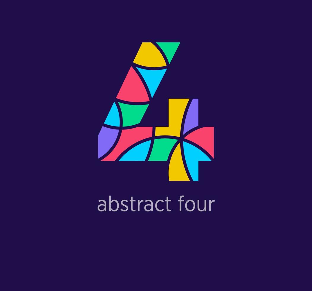 Modern abstract numeral four logo icon. Unique design color transitions. Colorful 4 number template. vector. vector