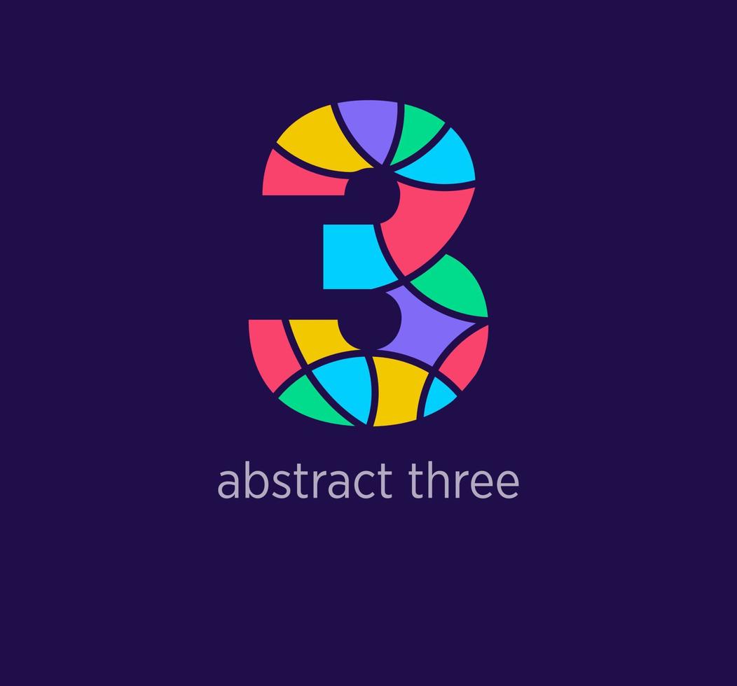 Modern abstract numeral three logo icon. Unique design color transitions. Colorful 3 number template. vector. vector