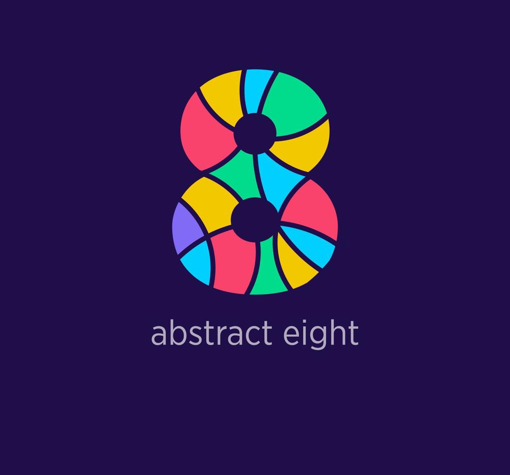 Modern abstract numeral eight logo icon. Unique design color transitions. Colorful 8 number template. vector. vector