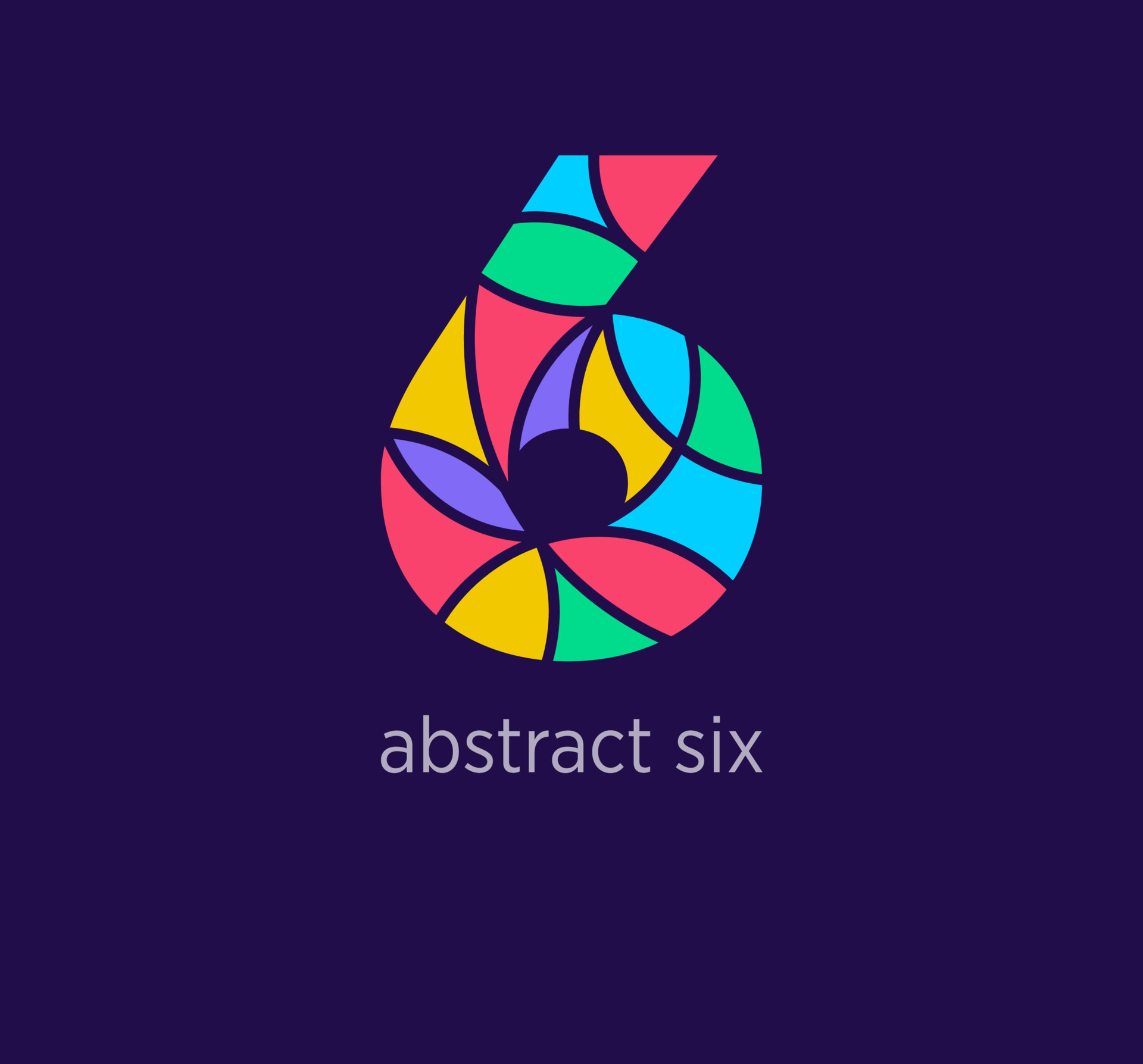 Modern abstract numeral six logo icon. Unique design color transitions
