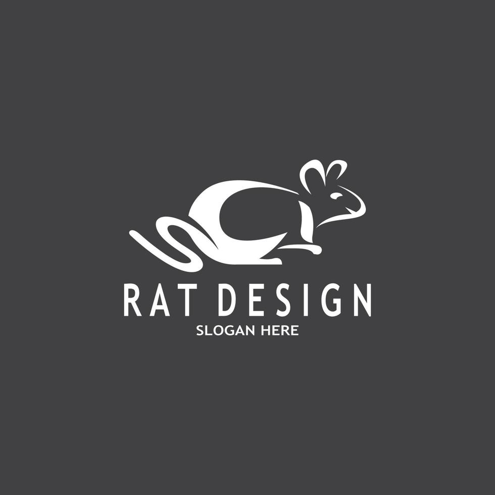 Rat Black Silhouette  Logo Vector Illustration