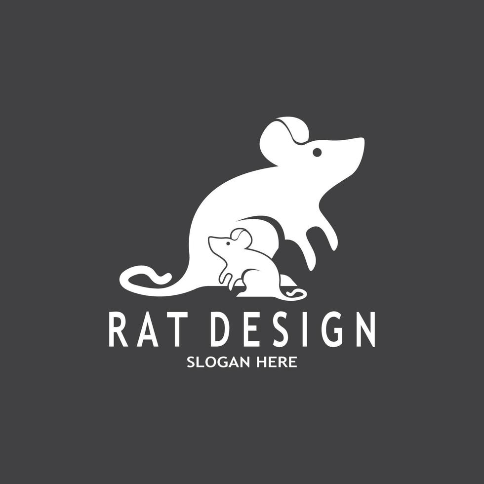 Rat Black Silhouette  Logo Vector Illustration