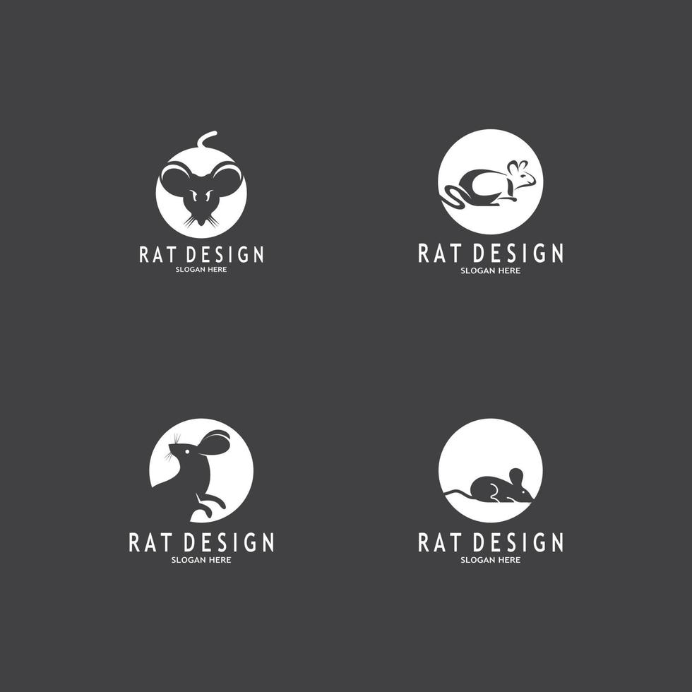 Rat Black Silhouette  Logo Vector Illustration