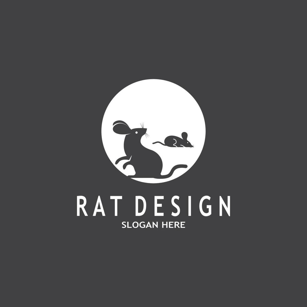 Rat Black Silhouette  Logo Vector Illustration