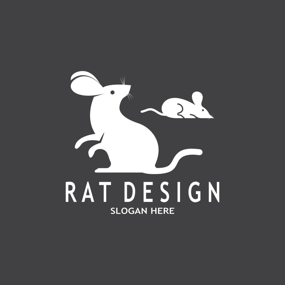 Rat Black Silhouette  Logo Vector Illustration