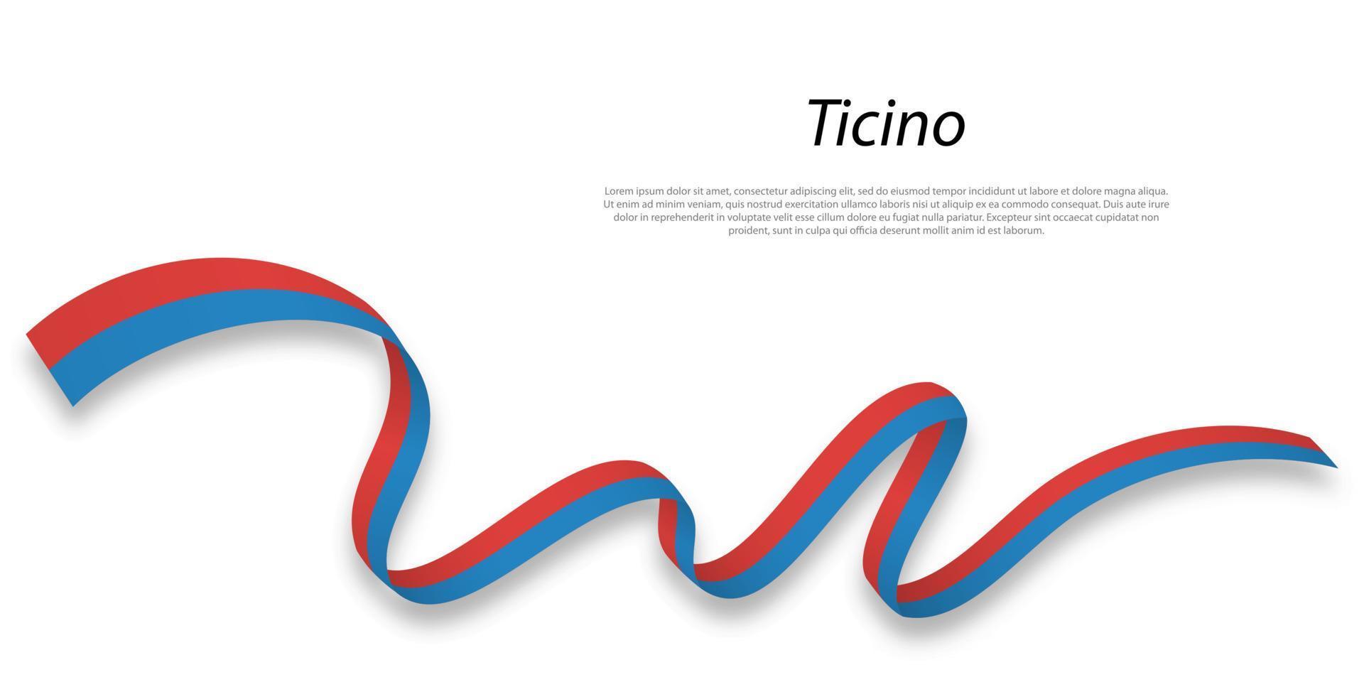 Waving ribbon or stripe with flag of Ticino vector