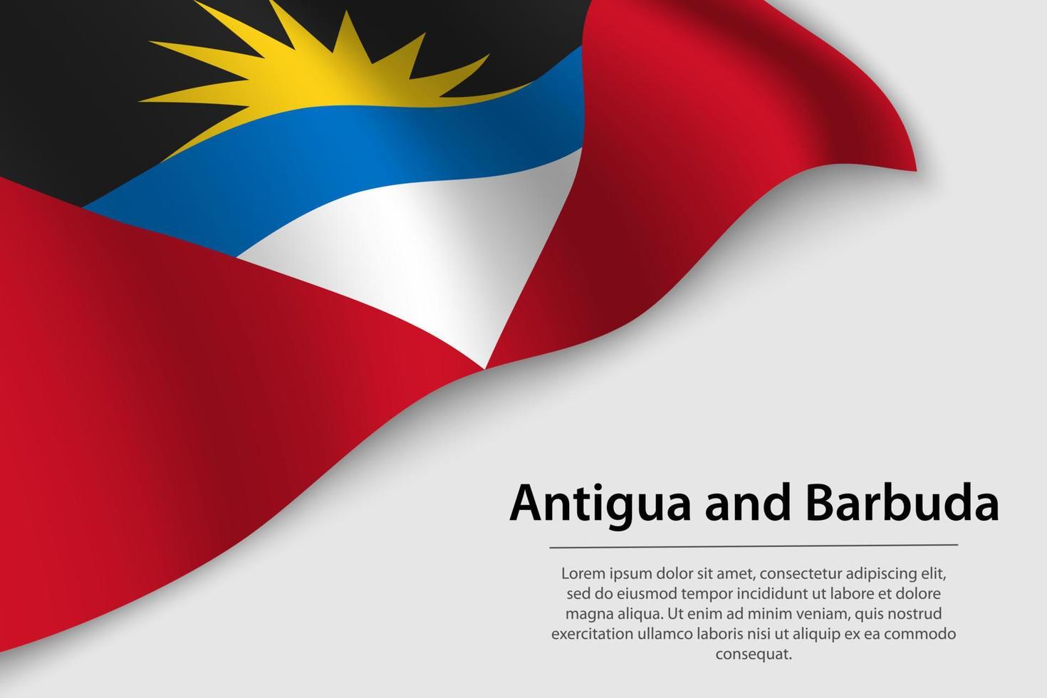 Wave flag of Antigua and Barbuda on white background. Banner or vector