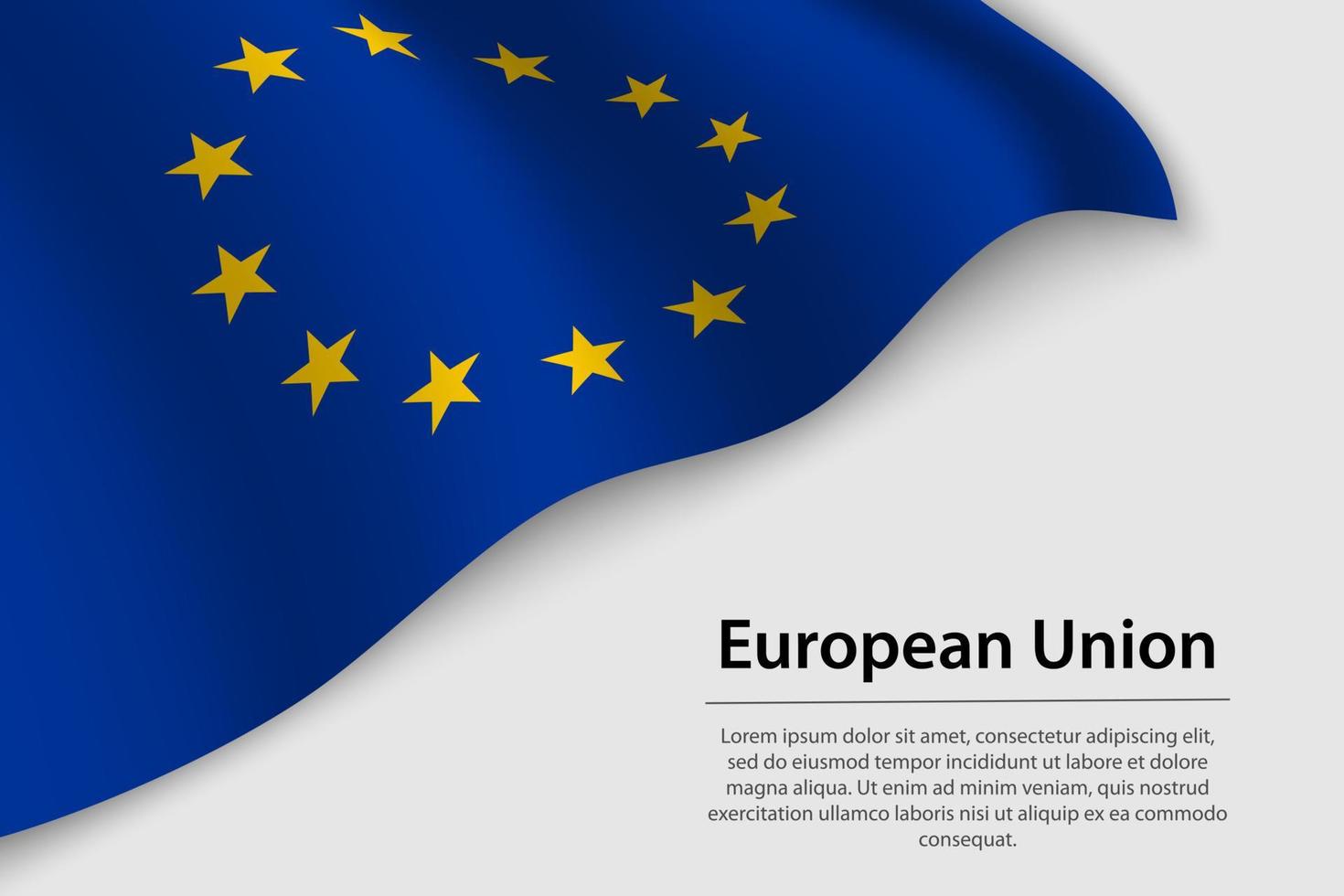 Wave flag of European Union on white background. Banner or ribbo vector