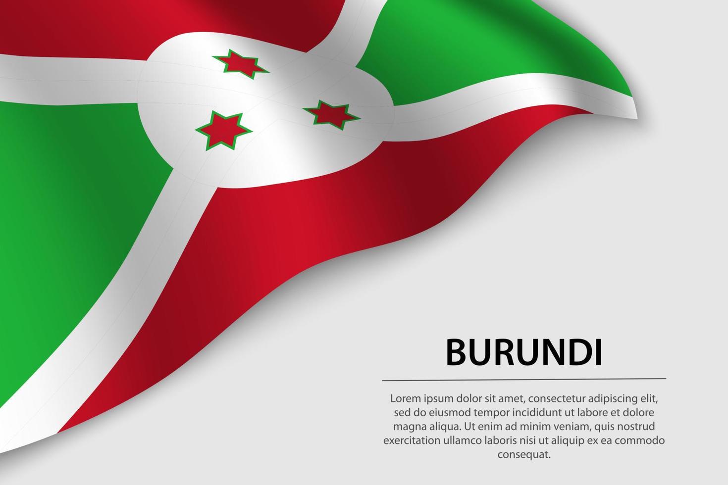 Wave flag of Burundi on white background. Banner or ribbon vecto vector