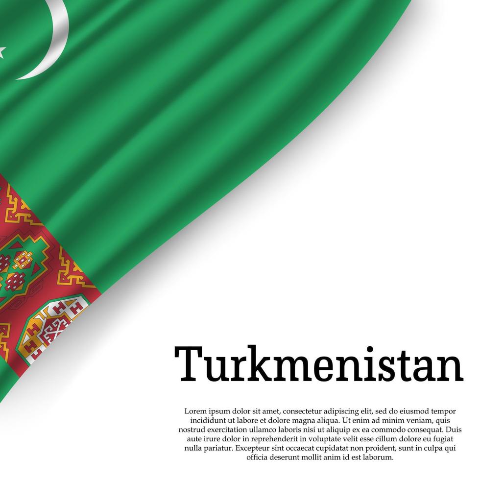 ondulación bandera de Turkmenistán vector