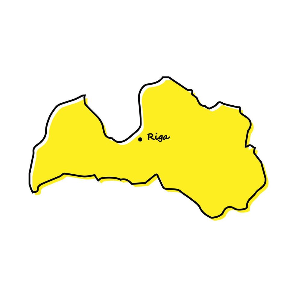 Simple outline map of Latvia with capital location vector