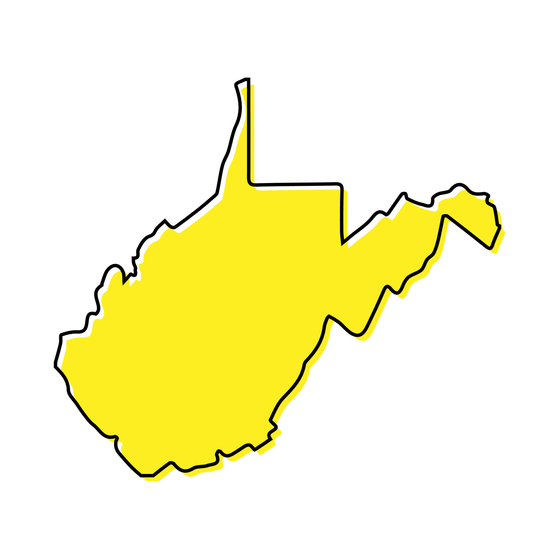 Simple outline map of West Virginia is a state of United States