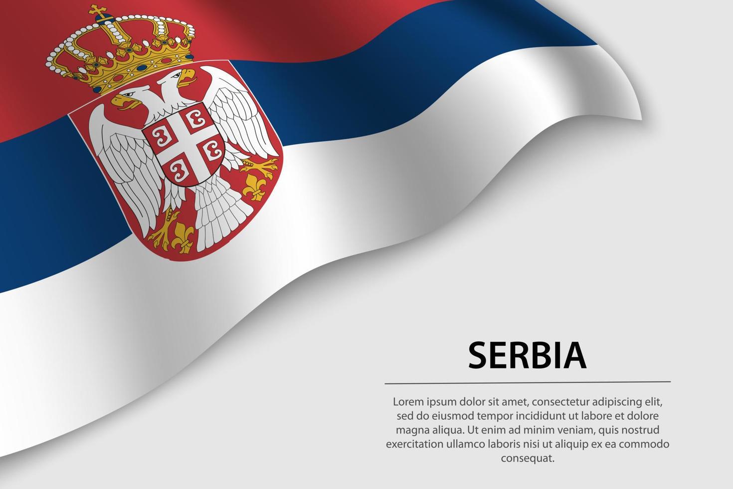 Wave flag of Serbia on white background. Banner or ribbon vector