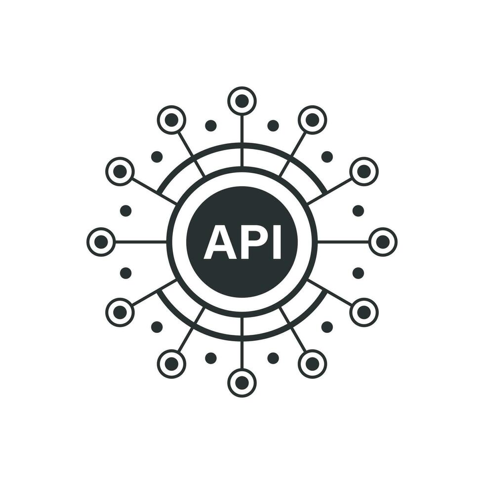 api icono en plano estilo. software integración vector ilustración en aislado antecedentes. algoritmo programación firmar negocio concepto.