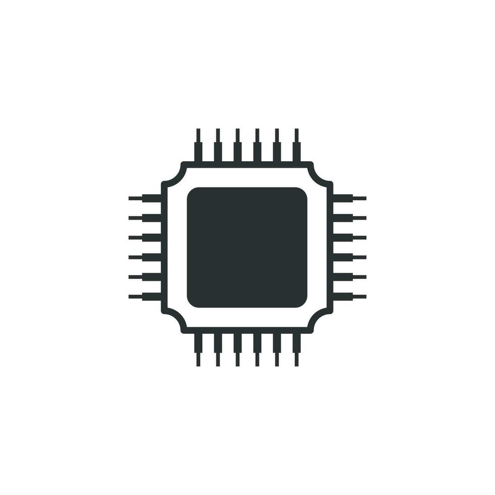 UPC para computadora y teléfono inteligente icono en plano estilo. procesador chipset vector ilustración en aislado antecedentes. pastilla firmar negocio concepto.