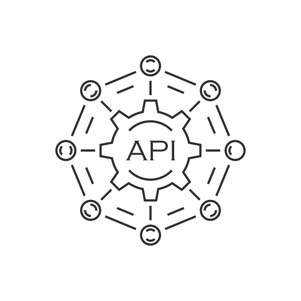 api icono en plano estilo. software integración vector ilustración en ...