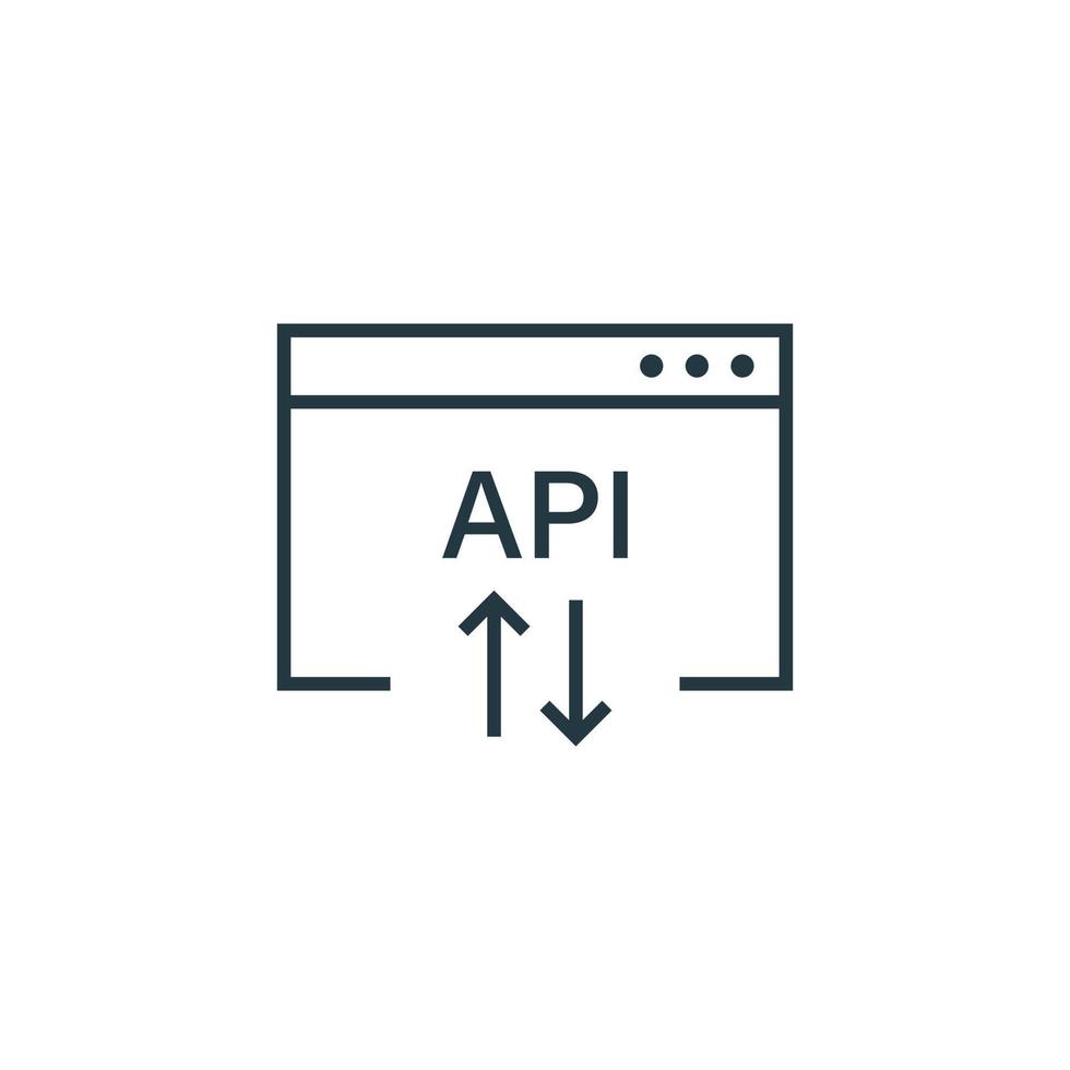 API icon in flat style. Software integration vector illustration on ...