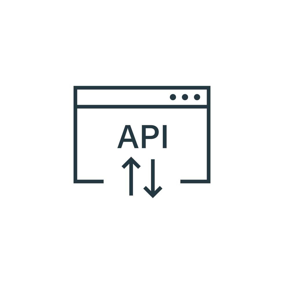 API icon in flat style. Software integration vector illustration on isolated background. Algorithm programming sign business concept.