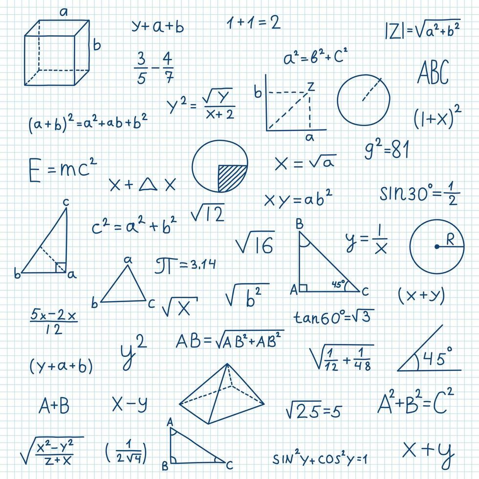 mano dibujado matemáticas símbolos icono en plano estilo. matemáticas fórmula vector ilustración en aislado antecedentes. colegio educación firmar negocio concepto.