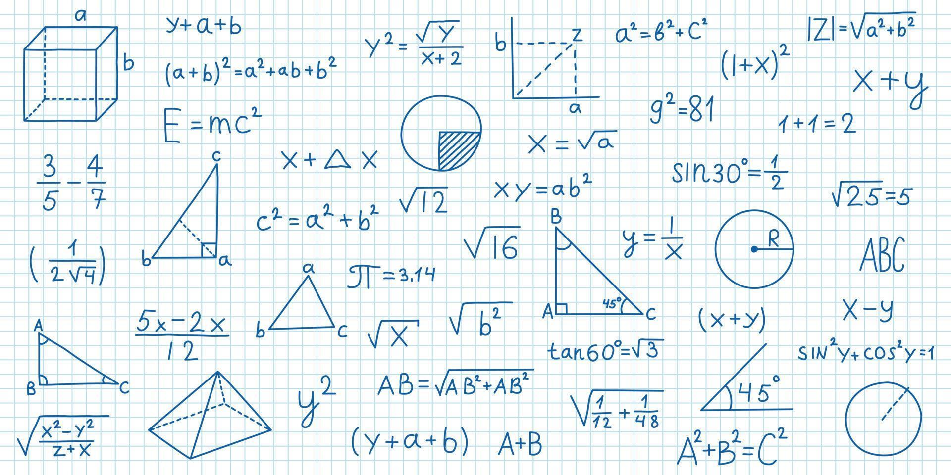 mano dibujado matemáticas símbolos icono en plano estilo. matemáticas fórmula vector ilustración en aislado antecedentes. colegio educación firmar negocio concepto.