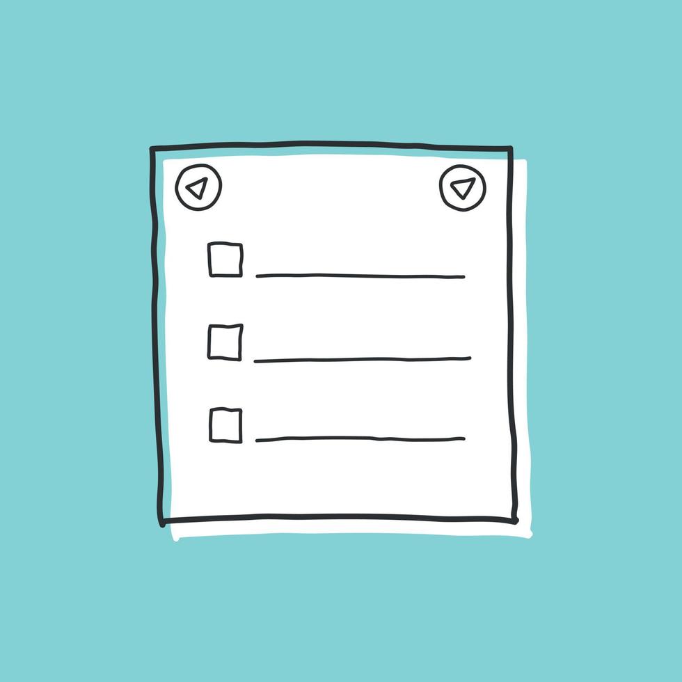 Hand drawn memo paper sheet icon in flat style. Sticky note vector illustration on isolated background.  To do list sign business concept.