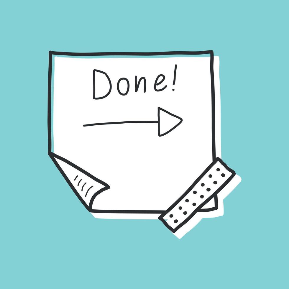 Hand drawn memo paper sheet icon in flat style. Sticky note vector illustration on isolated background.  To do list sign business concept.