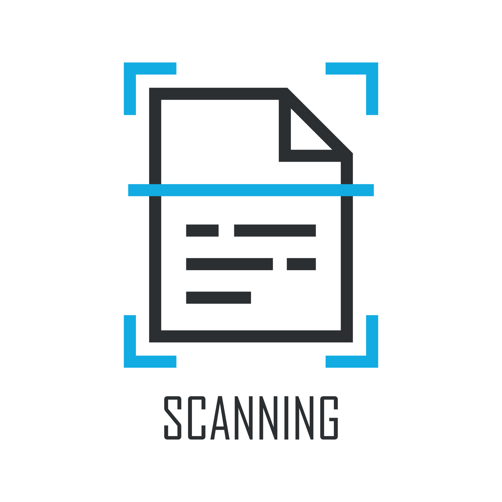 Scan document icon in flat style recognize text vector illustration on