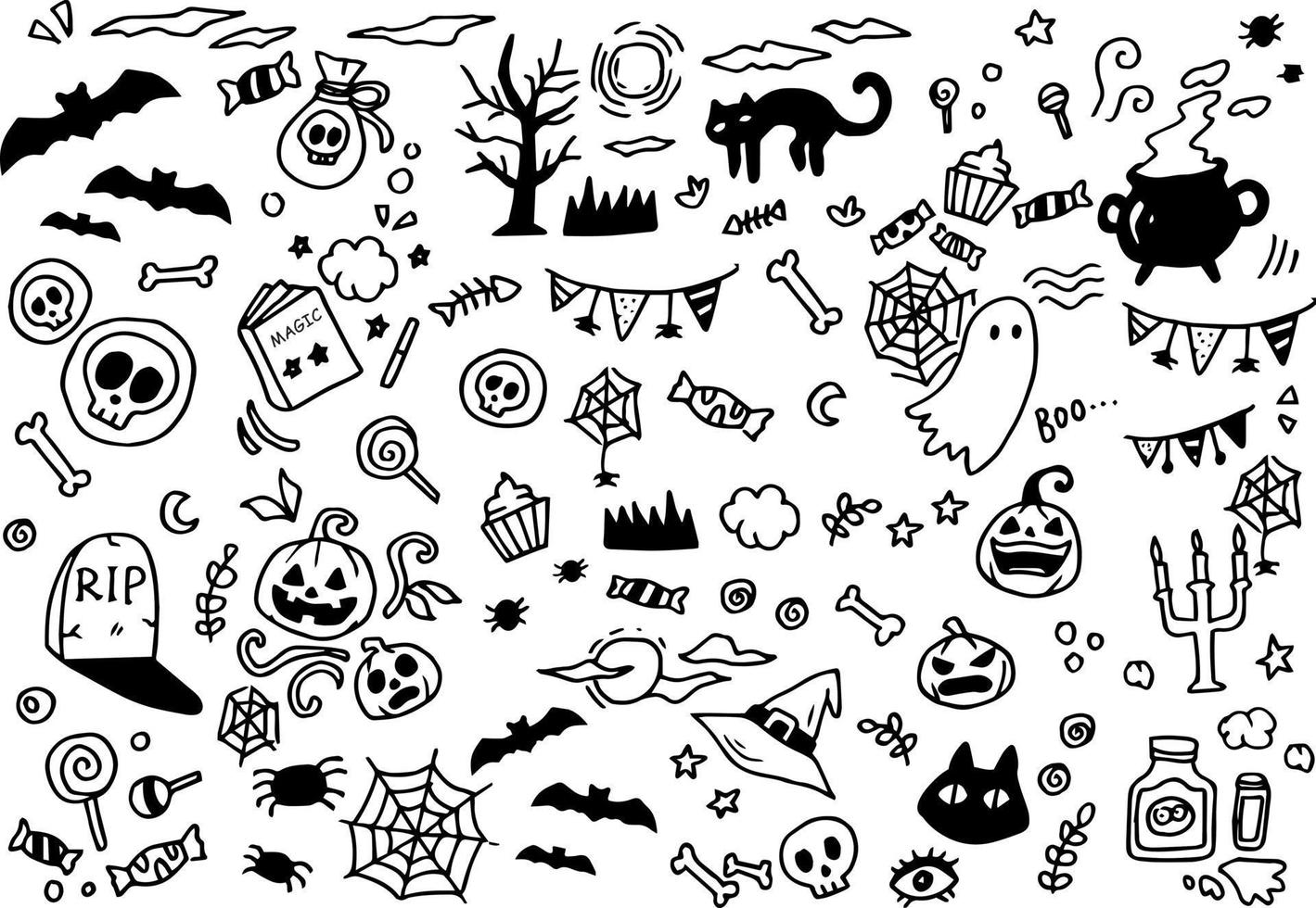 Vector illustration of halloween icon doodle