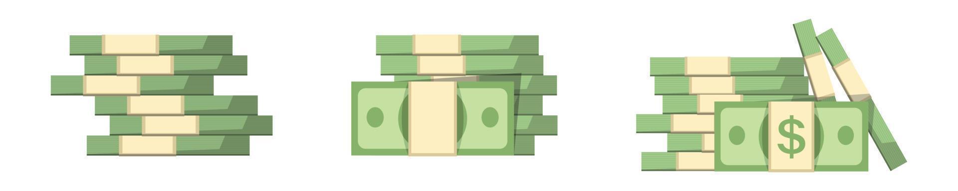Paper bills icon in flat style. Stack of currency banknotes vector illustration on isolated background. Green dollars sign business concept.