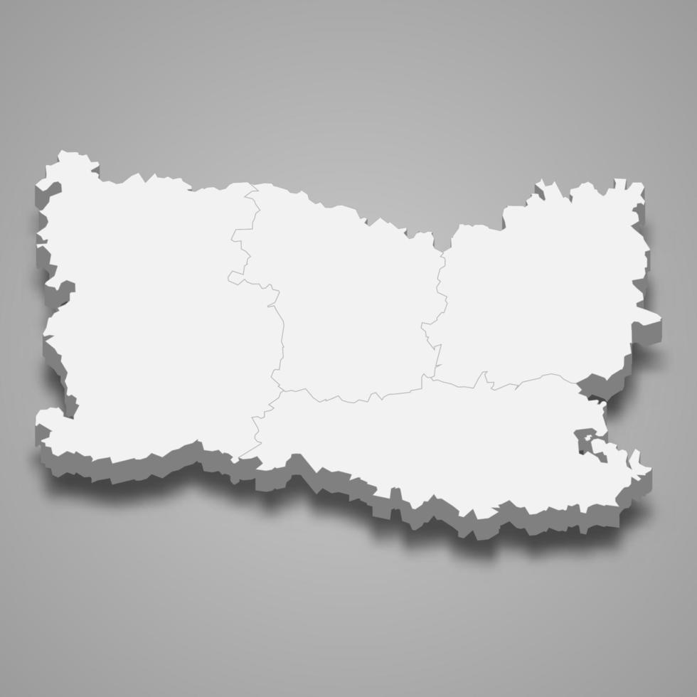 3d isométrica mapa de oise es un Departamento en Francia vector
