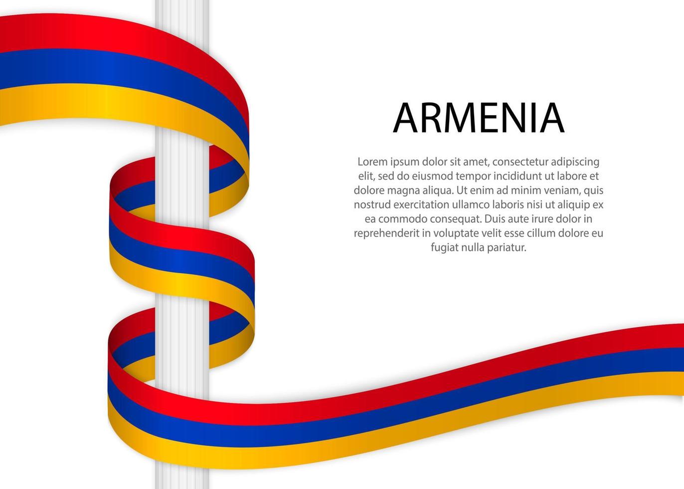 Waving ribbon on pole with flag of Armenia. Template for indepen vector
