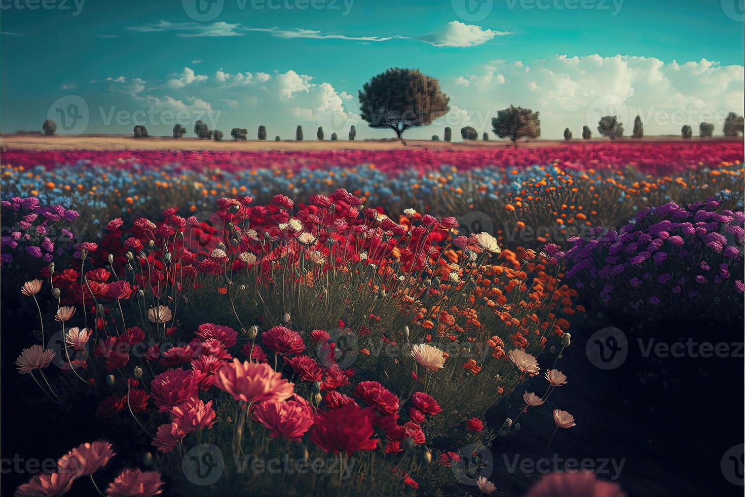 A field of flowers in full bloom. photo