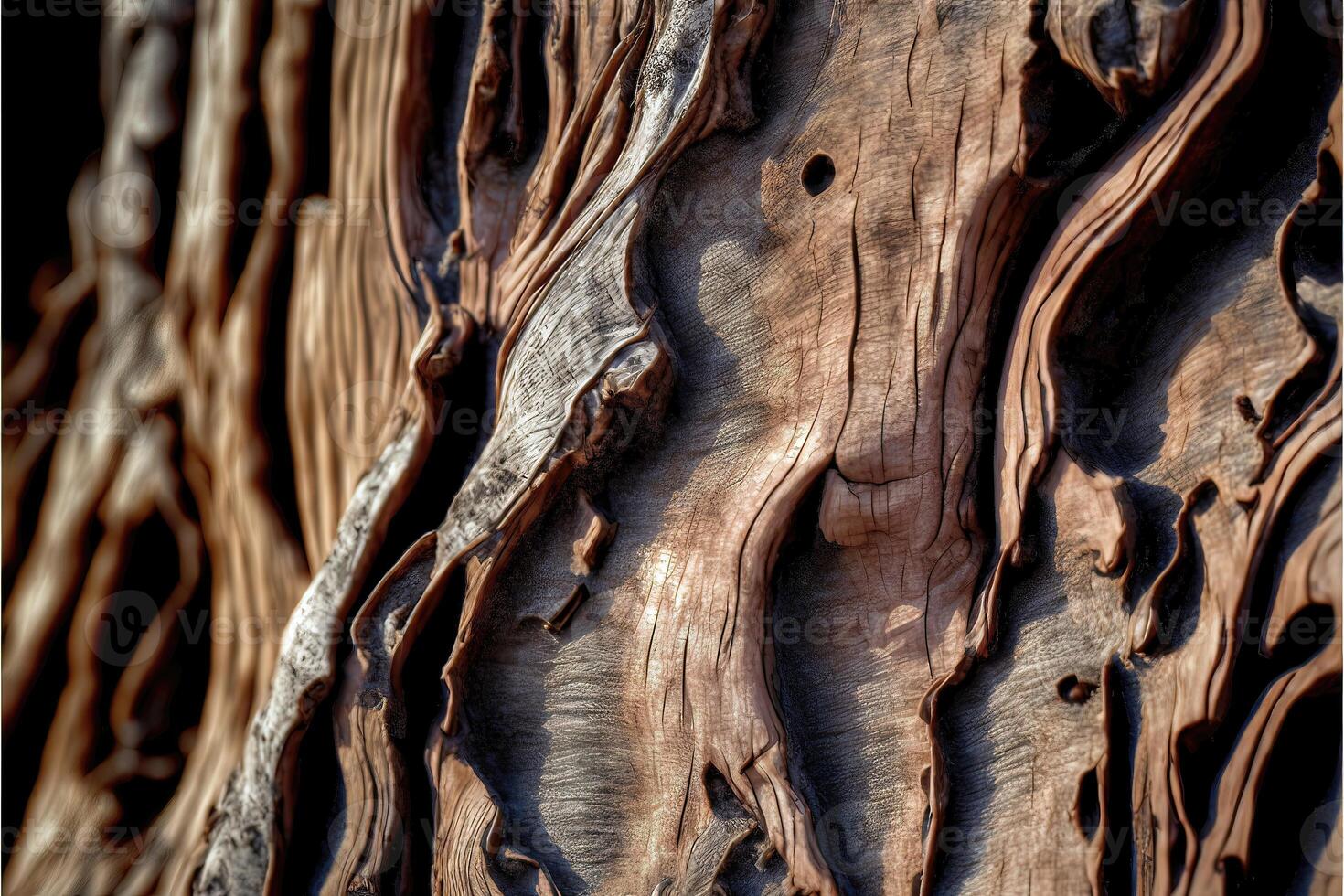 AI Generated Closeup of an interesting textured surfaces bark of a