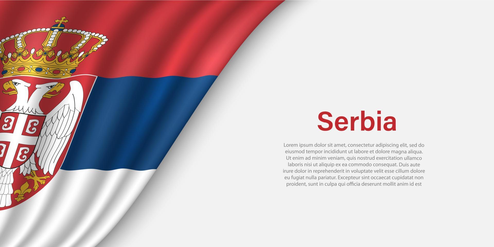 Wave flag of Serbia on white background. vector