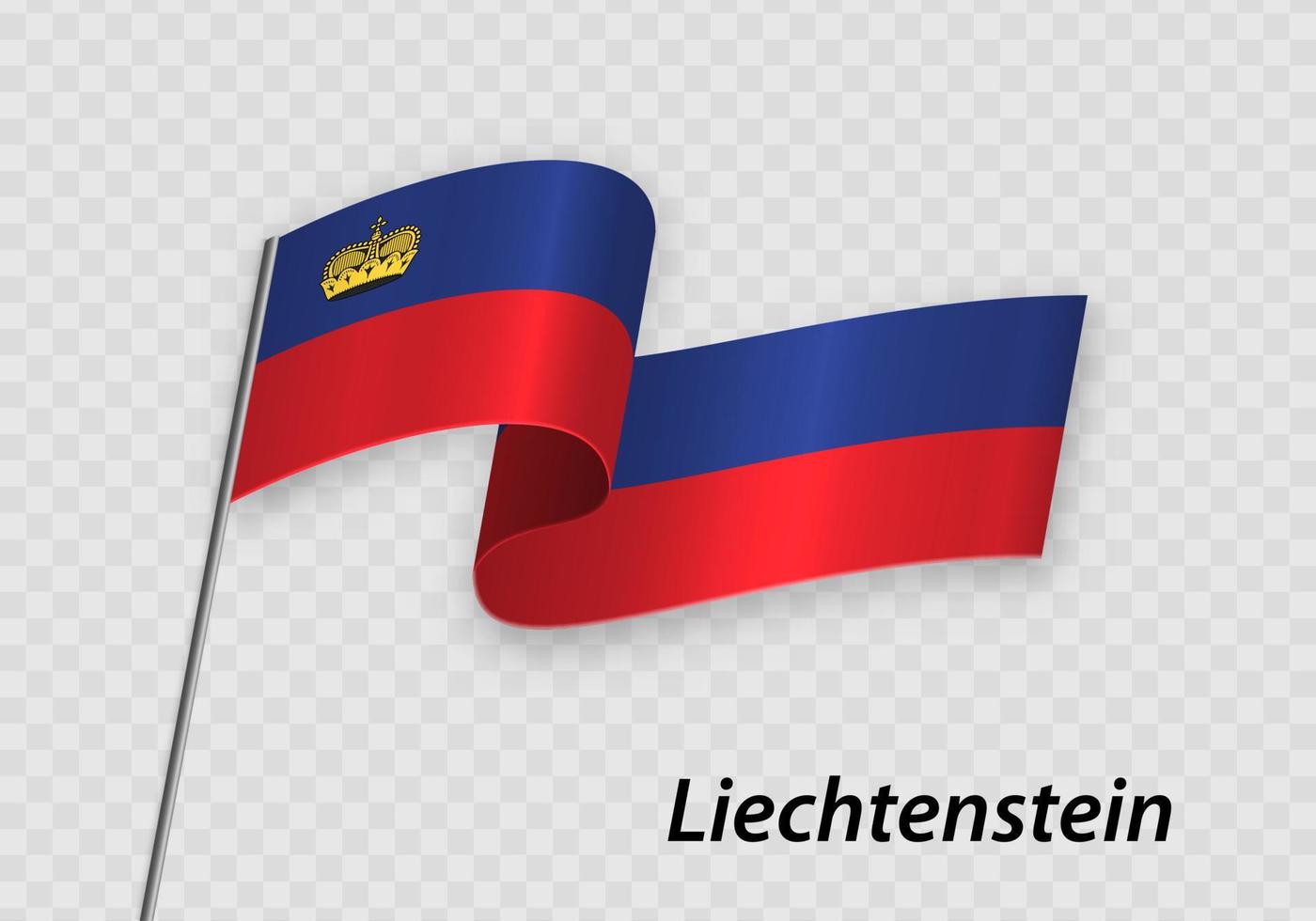Waving flag of Liechtenstein on flagpole. Template for independence day vector