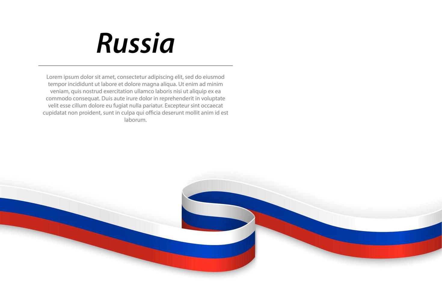 Waving ribbon or banner with flag of Russia. Template for indepe vector