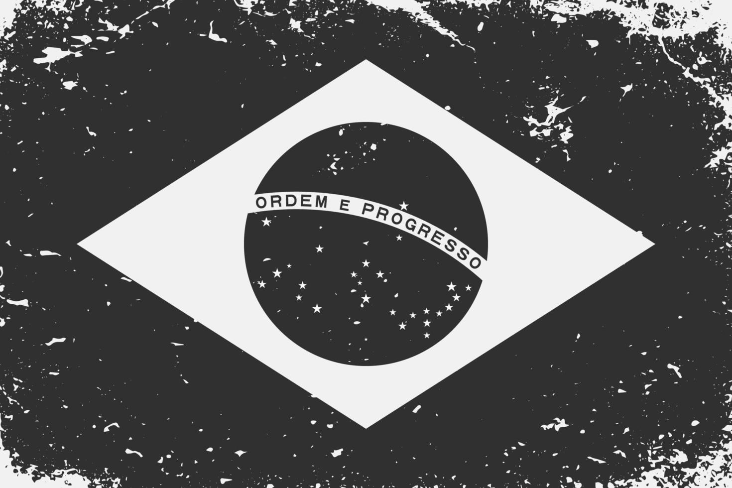 Grunge styled black and white flag Brazil. Old vintage backgroun vector