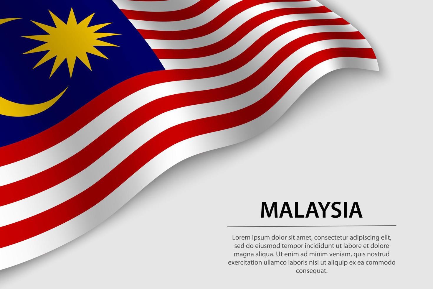 ola bandera de Malasia en blanco antecedentes. bandera o cinta vect vector