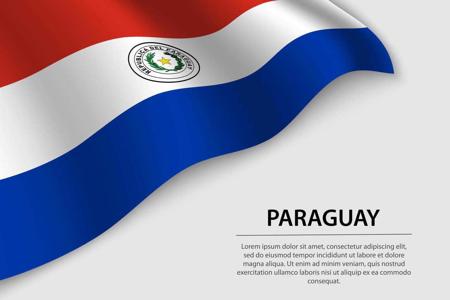 Wave flag of Paraguay on white background. Banner or ribbon vect vector