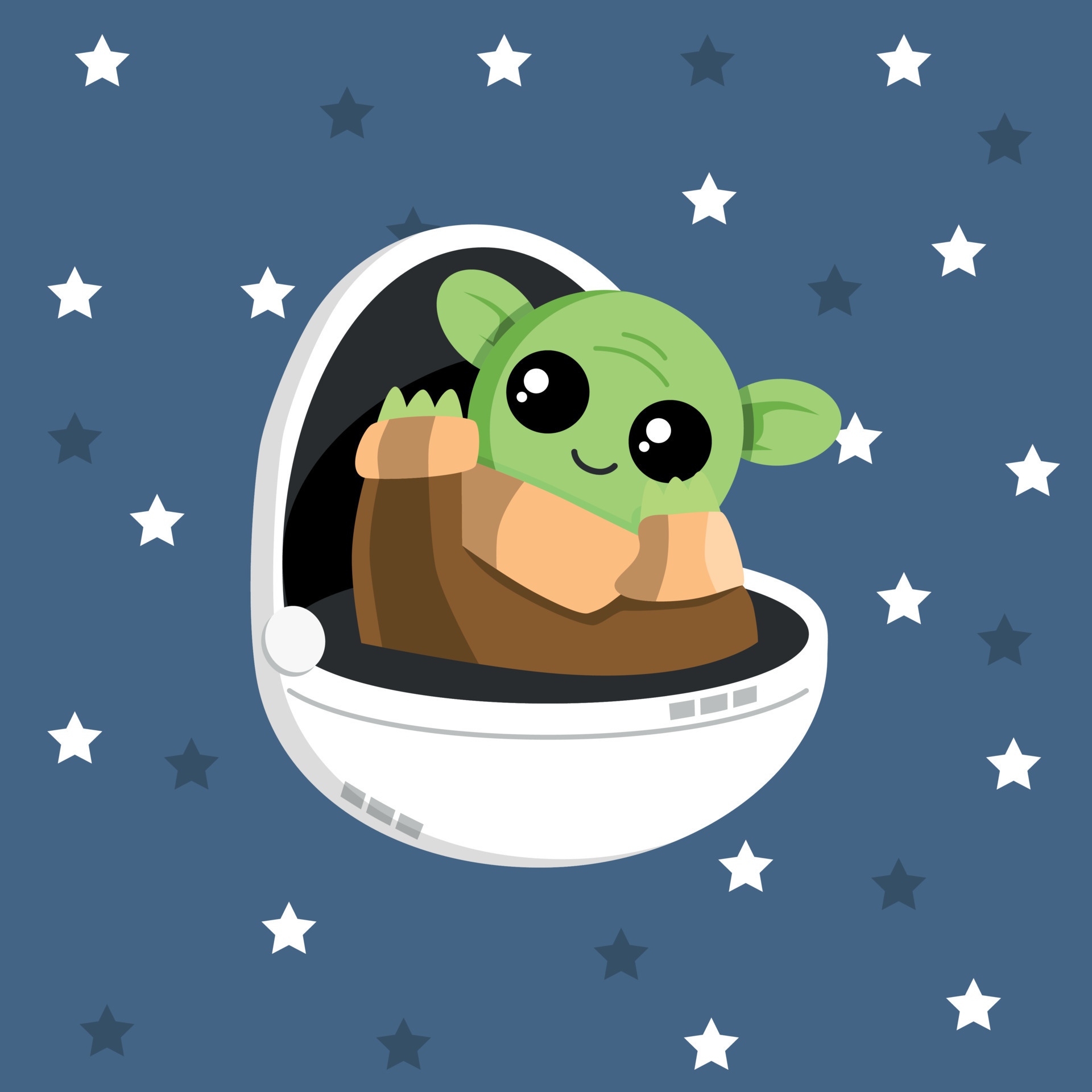 Cute alien in open space in flat style. Astronaut vector illustration ...