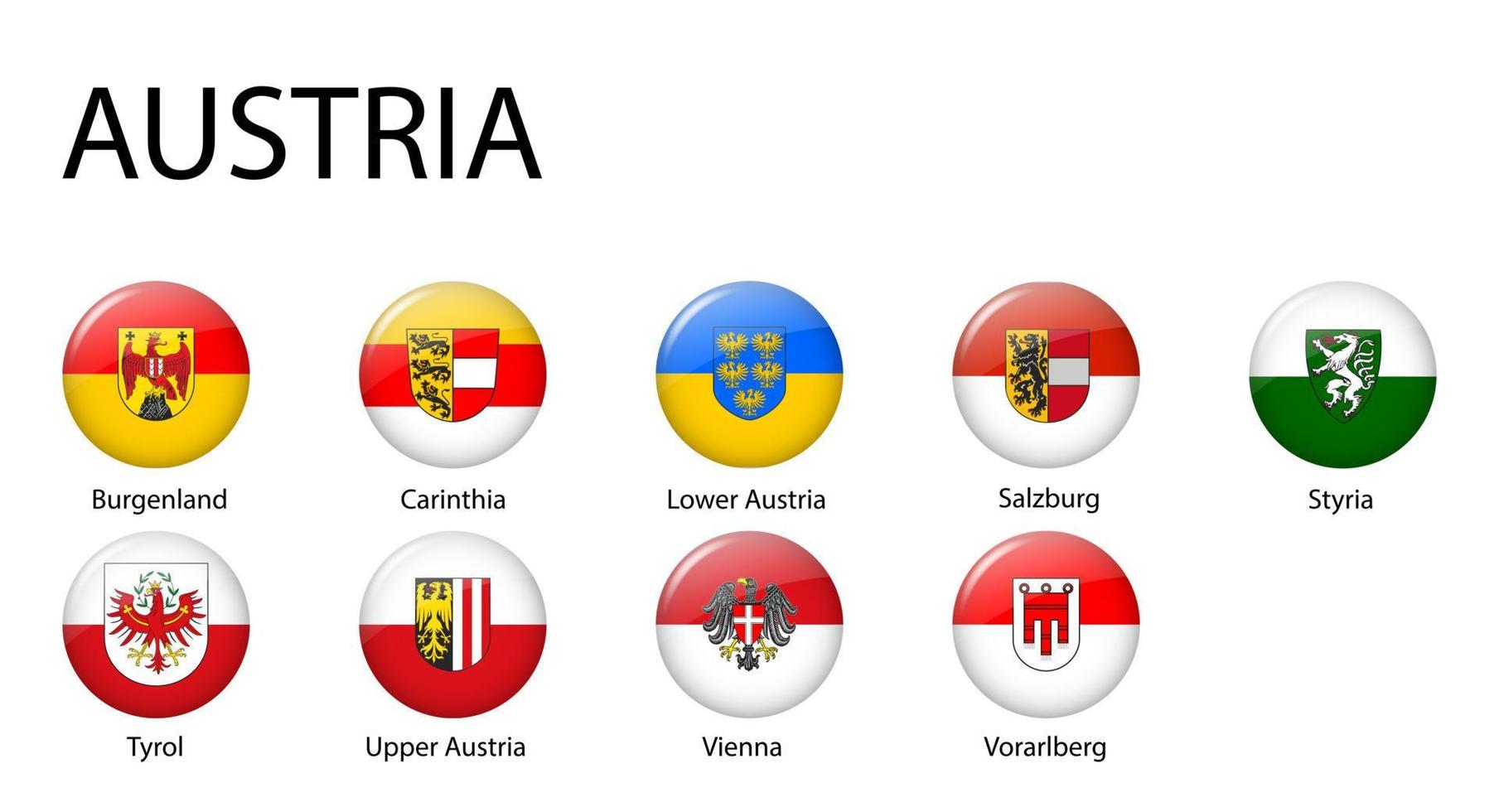 todas banderas de regiones de Austria modelo para tu diseño vector