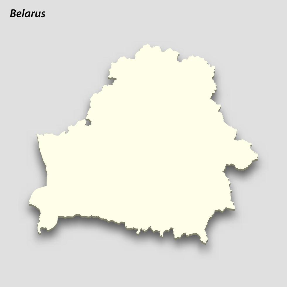 3d isometric map of Belarus isolated with shadow vector