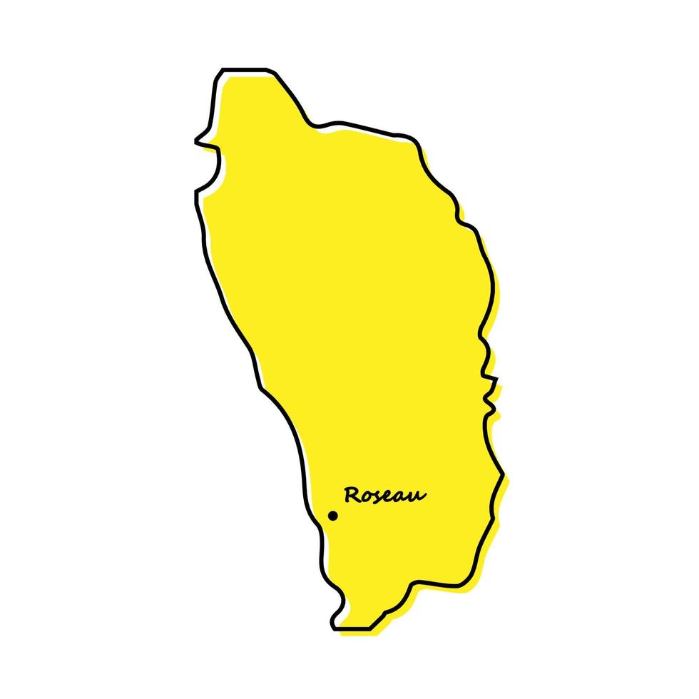 Simple outline map of Dominica with capital location vector
