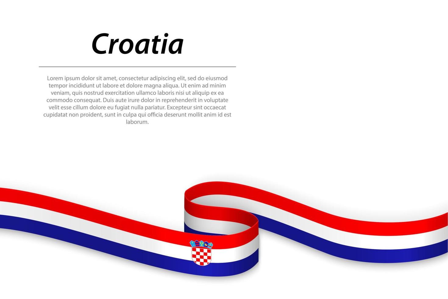 Waving ribbon or banner with flag of Croatia. Template for independence day vector