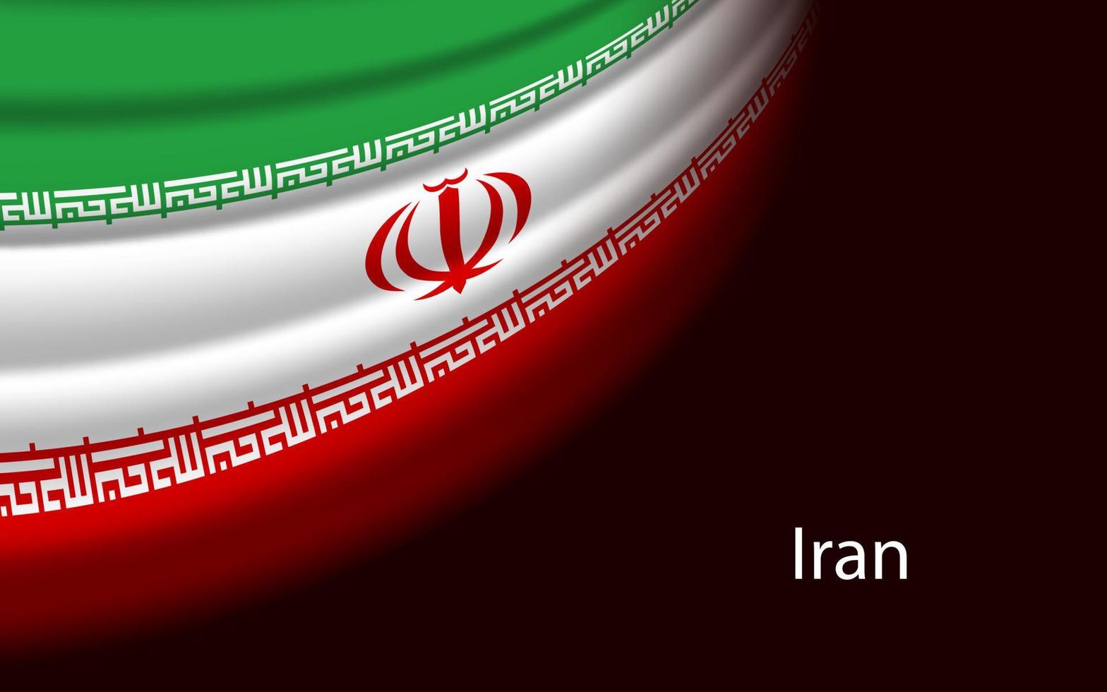 Wave flag of Iran on dark background. Banner or ribbon vector te