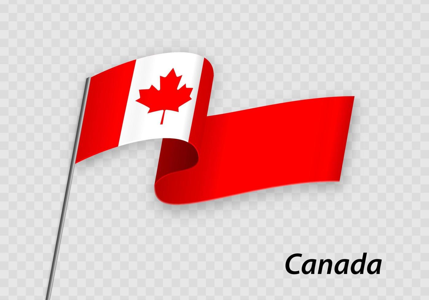 Waving flag of Canada on flagpole. Template for independence day vector