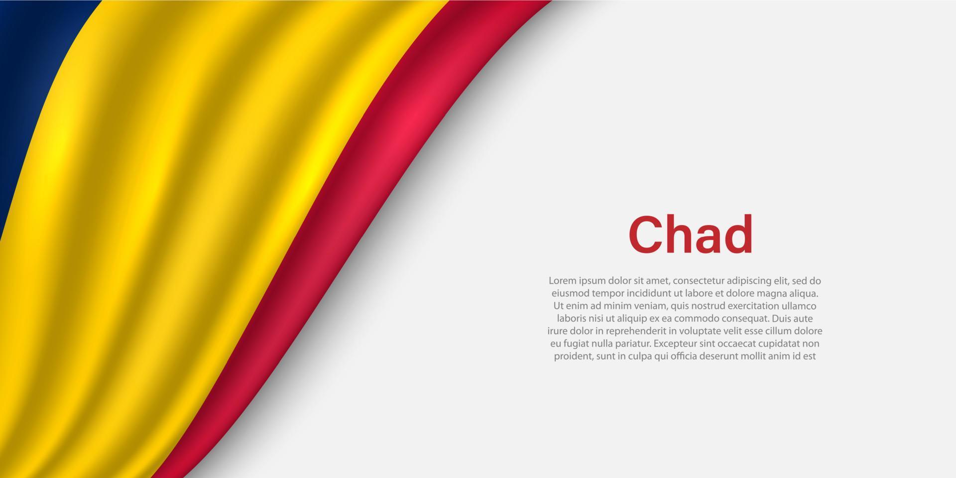 ola bandera de Chad en blanco antecedentes. vector