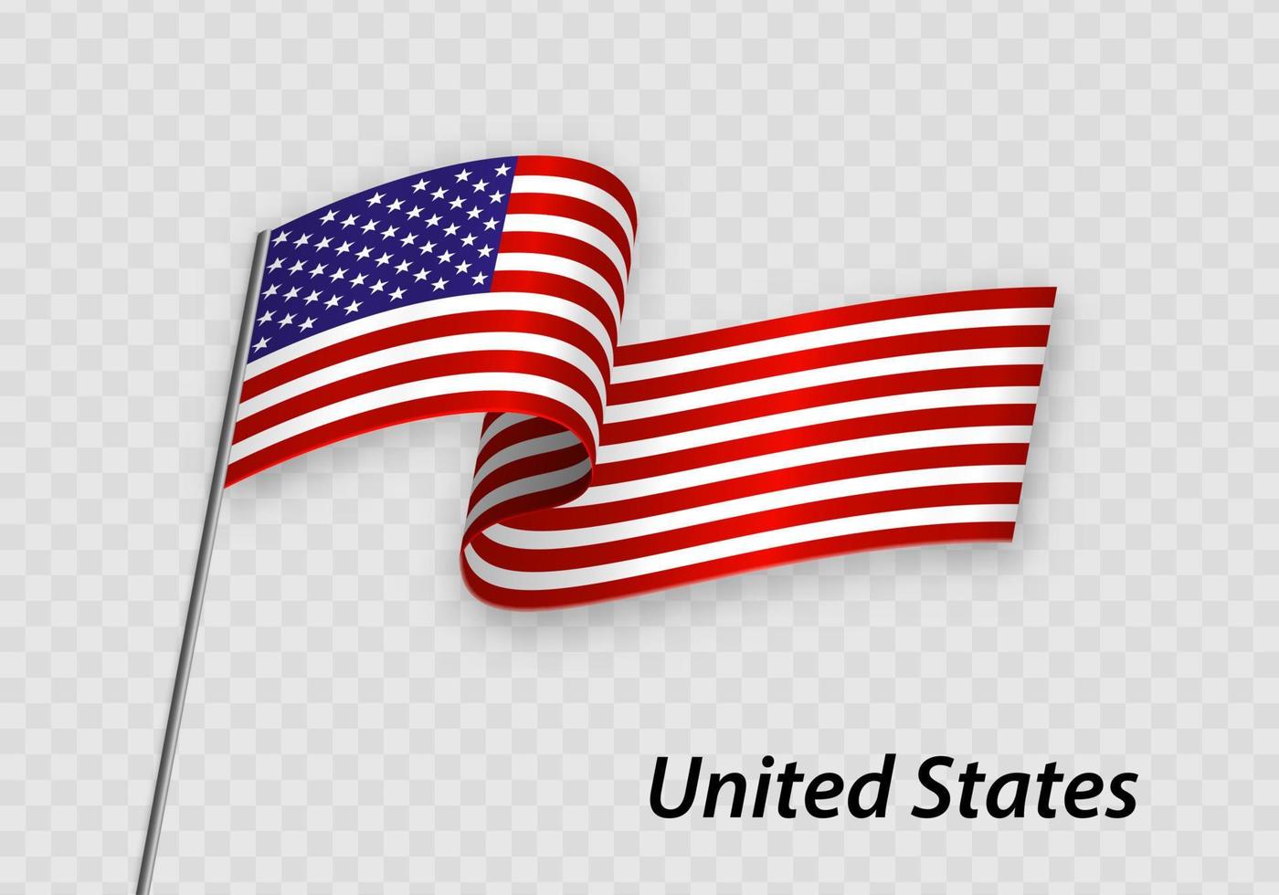 Waving flag of United States on flagpole. Template for independe vector