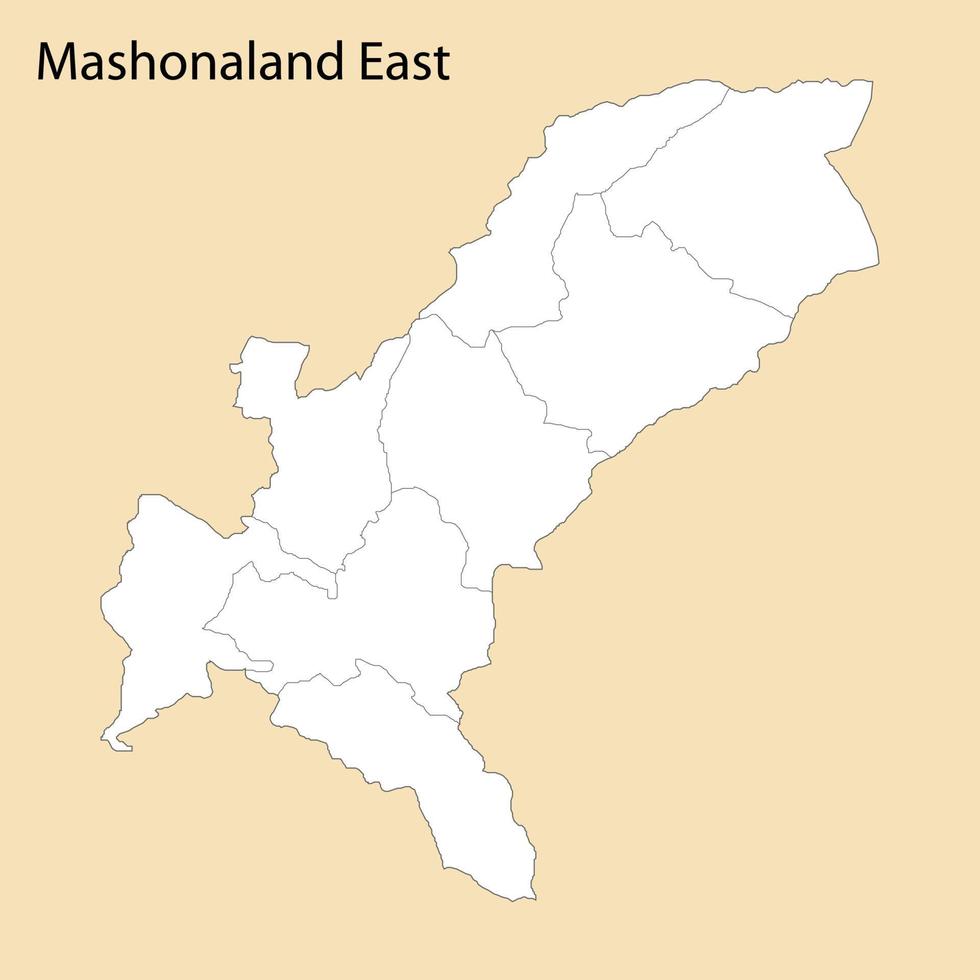 High Quality map of Mashonaland East is a region of Zimbabwe vector
